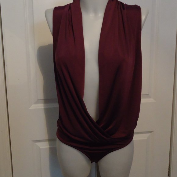 Shinestar Tops - Plunge Sleeveless Bodysuit Large